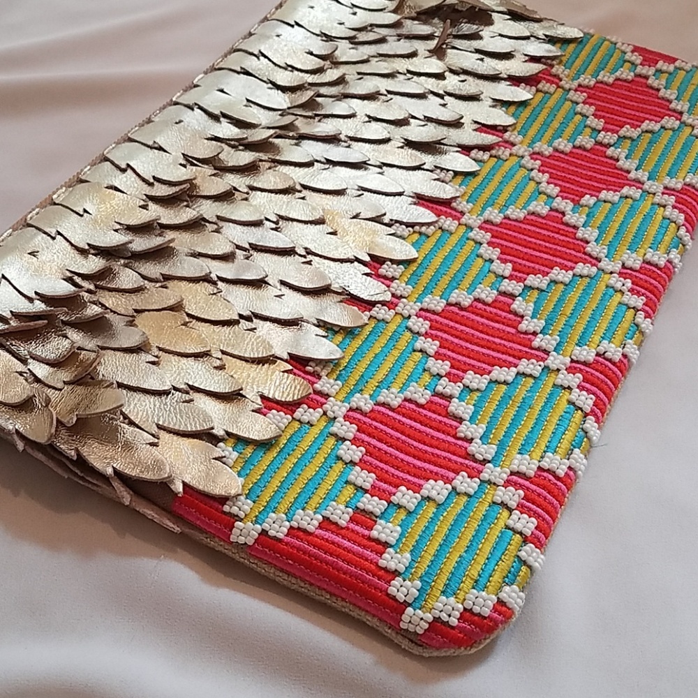 Gold and Multi Colored Cluth Purse.